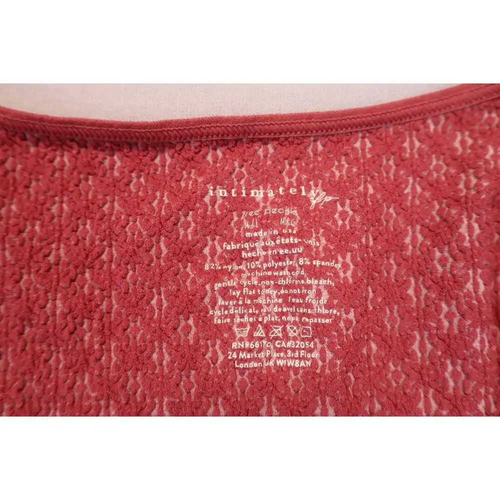 NEW Free People Intimately Love Letter Red Long Sleeve Scoop Neck Knit Top M/L